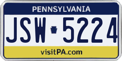 PA license plate JSW5224
