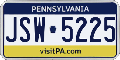 PA license plate JSW5225