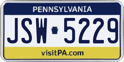 PA license plate JSW5229
