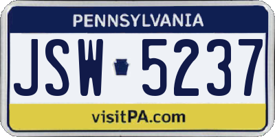 PA license plate JSW5237