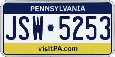 PA license plate JSW5253