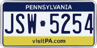 PA license plate JSW5254