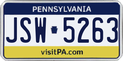 PA license plate JSW5263