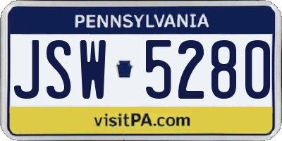 PA license plate JSW5280