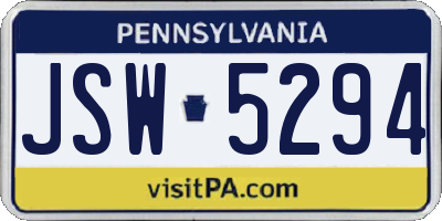 PA license plate JSW5294