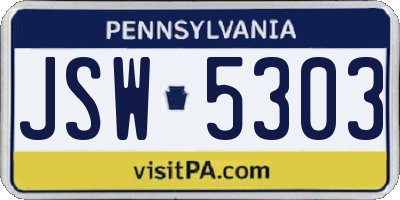 PA license plate JSW5303