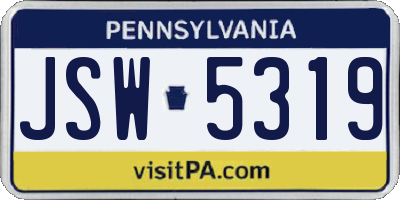 PA license plate JSW5319