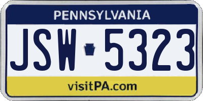 PA license plate JSW5323