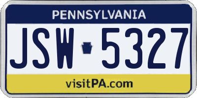 PA license plate JSW5327
