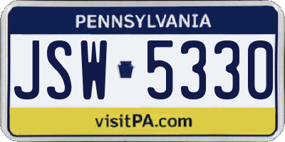 PA license plate JSW5330