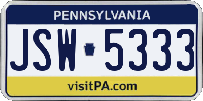 PA license plate JSW5333