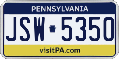 PA license plate JSW5350