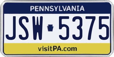 PA license plate JSW5375