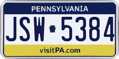 PA license plate JSW5384