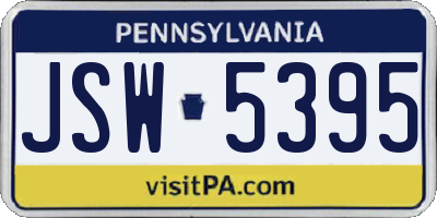 PA license plate JSW5395