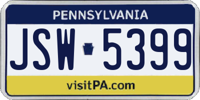 PA license plate JSW5399