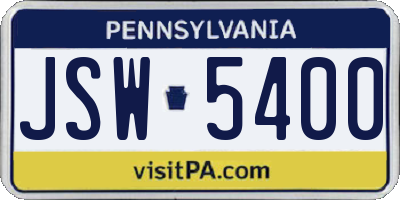 PA license plate JSW5400