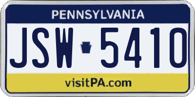 PA license plate JSW5410
