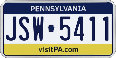 PA license plate JSW5411