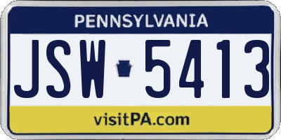 PA license plate JSW5413