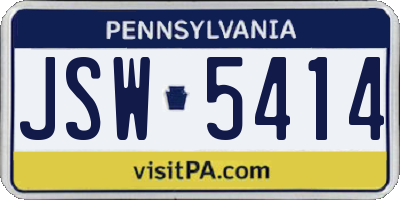 PA license plate JSW5414