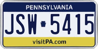PA license plate JSW5415