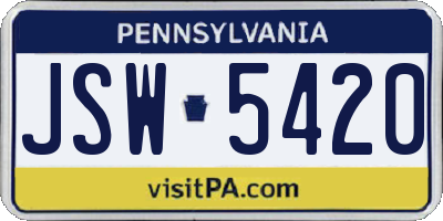 PA license plate JSW5420