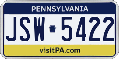 PA license plate JSW5422