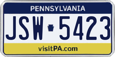 PA license plate JSW5423