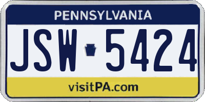 PA license plate JSW5424