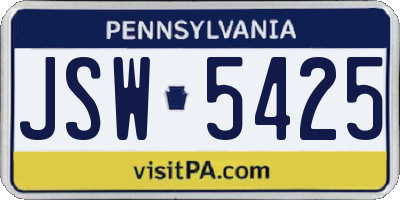 PA license plate JSW5425