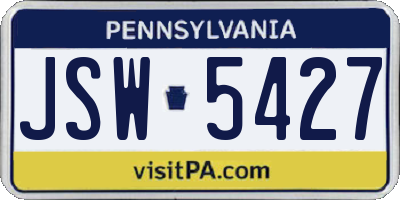 PA license plate JSW5427