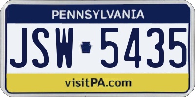 PA license plate JSW5435