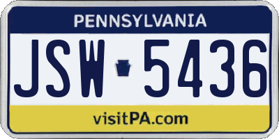 PA license plate JSW5436