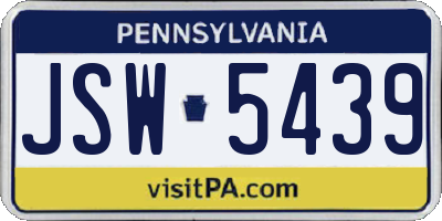 PA license plate JSW5439