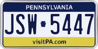 PA license plate JSW5447
