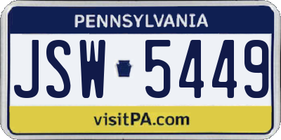 PA license plate JSW5449