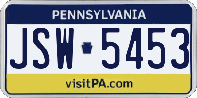 PA license plate JSW5453