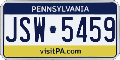 PA license plate JSW5459
