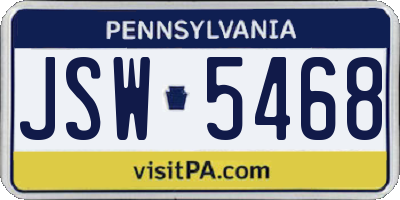 PA license plate JSW5468