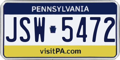 PA license plate JSW5472