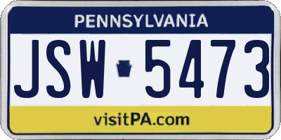 PA license plate JSW5473