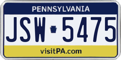 PA license plate JSW5475