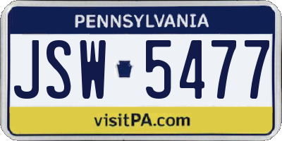 PA license plate JSW5477
