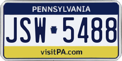 PA license plate JSW5488