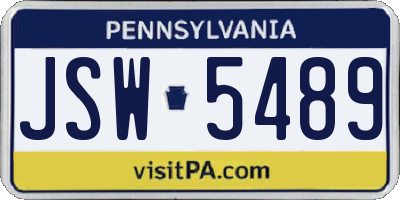 PA license plate JSW5489