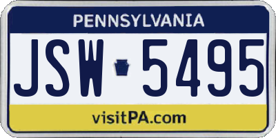 PA license plate JSW5495