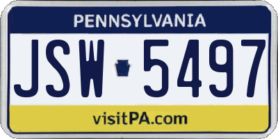 PA license plate JSW5497