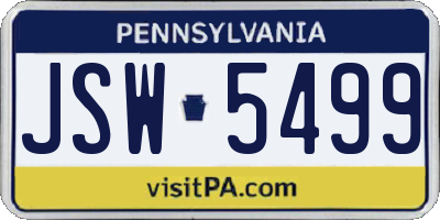 PA license plate JSW5499
