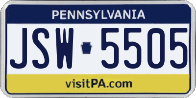 PA license plate JSW5505